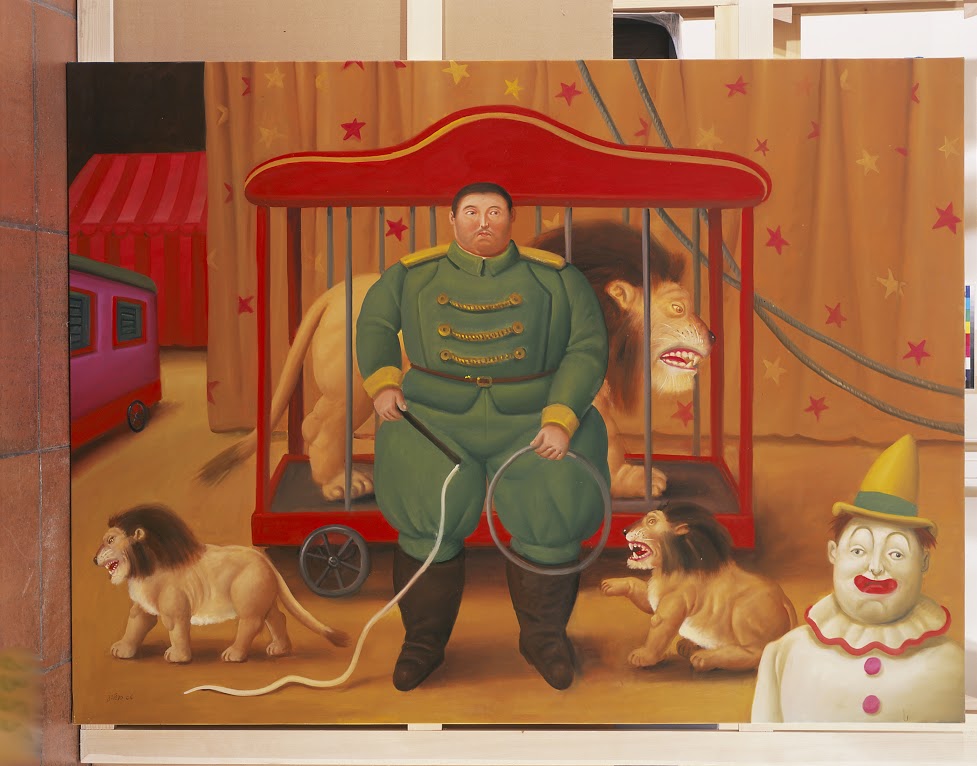 Trainer with Baby Lions 2007 oleo sobre tela