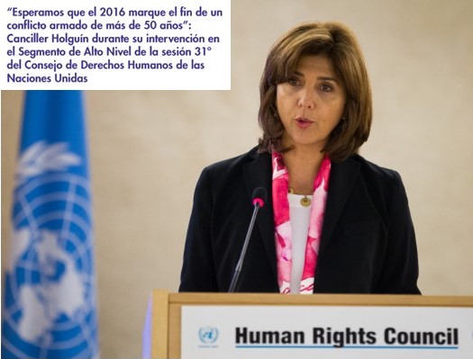 Canciller Holguín en Consejo de DDHH de ONU
