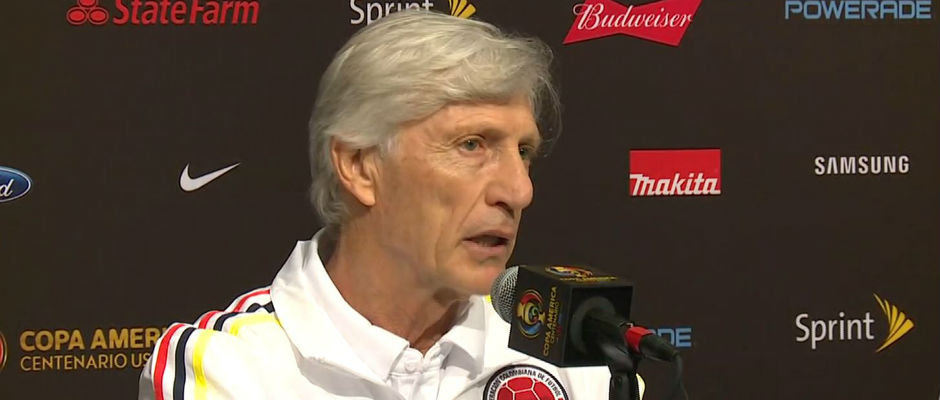 José Néstor Pékerman, seleccionador de Colombia, compareció en la rueda de prensa en la previa del debut frente a Estados Unidos en la Copa América Centenario.