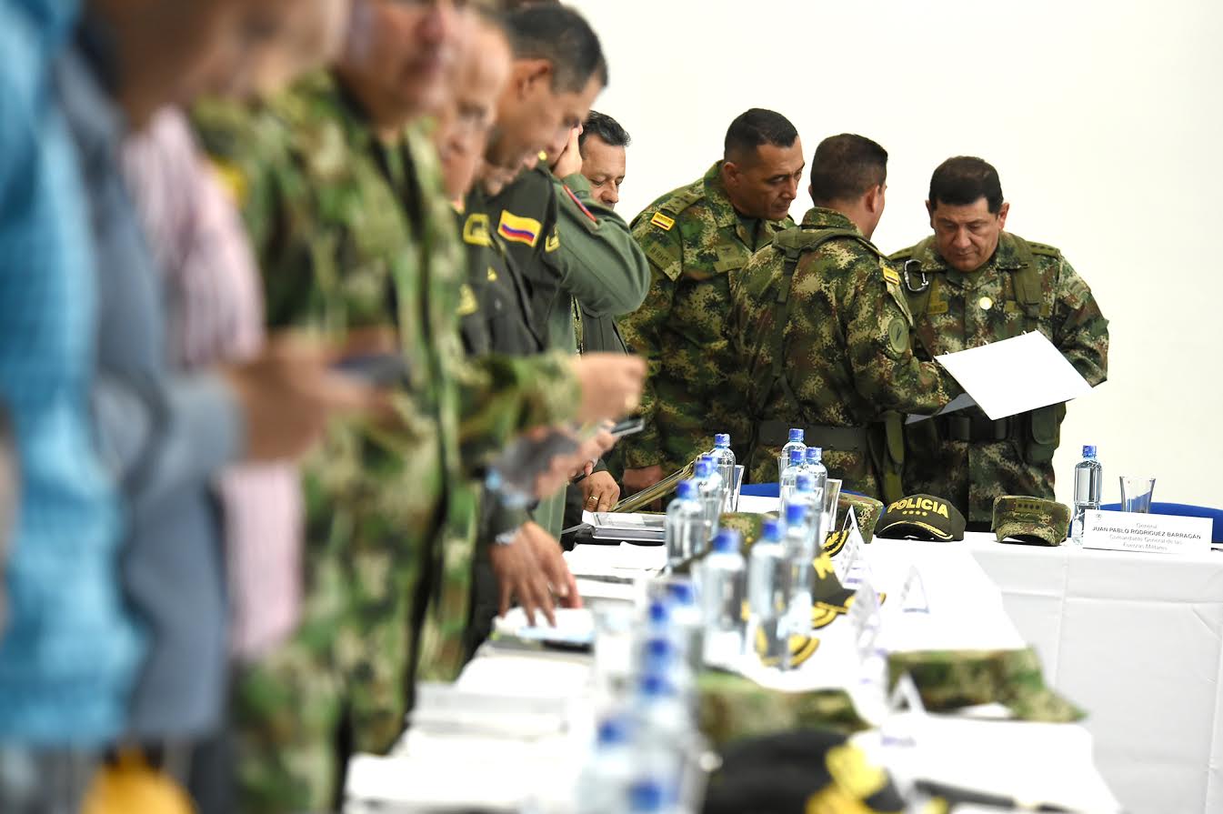 En Pereira, el presidente Juan Manuel Santos, en compañía de Luis Carlos Villegas, ministro de Defensa Nacional