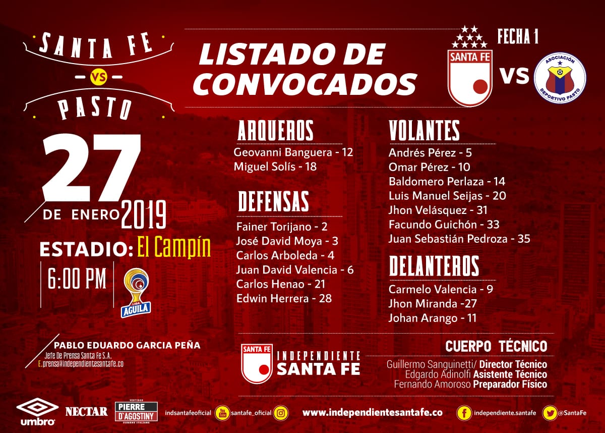 Santa Fe vs Pasto hacen su debut en la Liga I » Reporteros ...