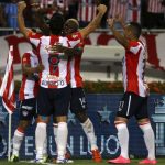 Roberto Ovelar celebra el primer gol del Júnior contra Nacional. Foto: Atlético Júnior