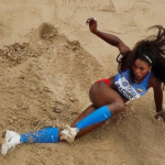 En el segundo salto, Caterine Ibargüen logró clasificar con una marca de 14.32 mts y la veremos en la final el próximo sábado.Foto: Instagram @atletismocolombia