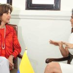 Las Ministras de Relaciones Exteriores de Colombia, María Ángela Holguín, y de Panamá, Isabel de Saint Malo, entregaron un balance a los medios de comunicación en el reiteraron la intención de continuar las conversaciones entre ambos países. Foto: OP-Cancillería.