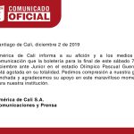 COMUNICA DE AMERICA SOBRE BOLETERIA