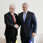 Durante su reunión bilateral en Montevideo, los Presidentes de Colombia, Iván Duque, y de Chile, Sebastián Piñera, acordaron fortalecer las relaciones de los dos países y dar nuevo impulso a la Alianza del Pacífico y Prosur. Fotografía: Efraín Herrera - PRESIDENCIA