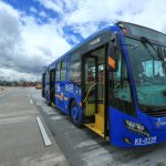 Alcaldesa de Bogotá, Claudia López, en presentación de nuevos buses a gas para el componente zonal de TransMilenio6