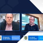 Reunión virtual del presidente de la DIMAYOR, Fernando Jaramillo, presidente de la Federación Colombiana de Fútbol, Ramón Jesurun, ministro de deporte, Ernesto Lucena y el ministro de salud, Fernando Ruiz