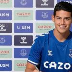 El club de fútbol de Inglaterra, Everton, anunció la contratación del mediocampista colombiano, James Rodríguez el 7 de septiembre de 2020