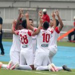 Jugadores de Independiente santa Fe celebran Gol del Triunfo ante el Deportivo Pereira