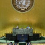 El Presidente de Francia, Emmanuel Macron se dirige al debate general del septuagésimo quinto período de sesiones de la Asamblea General en un mensaje pregrabado.ONU/Manuel Elias