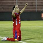 Feiver Mercado (#22) del Pasto celebra después de anotar el primer gol en el partido por la fecha 10 entre Rionegro Águilas y Deportivo Pasto Foto VizzorImage / Juan Augusto Cardona / Cont