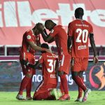 Santiago Moreno (#30) del América celebra después de anotar el segundo gol de su equipo partido por la fecha 11 de la Liga BetPlay DIMAYOR 2020 entre América de Cali y Rionegro Águilas Foto VizzorImage / Gabriel Aponte / Staff