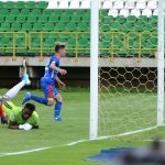 Cristian Álvarez de Patriotas Boyacá convierte el primer gol de su equipo durante el partido entre Patriotas Boyacá y el Deportivo Pasto por la fecha 14 de la Liga BetPlay DIMAYOR I 2020 Foto VizzorImage/ Macgiver Baron/ Contribuidor