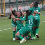Laura Barreto de La Equidad celebra después de anotar el primer gol de su equipo durante el partido entre La Equidad y Fortaleza CEIF por la fecha 1 de la Liga Femenina BetPlay DIMAYOR I 2020Foto: VizzorImage/ Felipe Caicedo / Staff