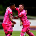 Juan Zapata de Envigado F. C., celebra el gol anotado a Alianza Petrolera durante partido entre Envigado F. C. y Alianza Petrolera de la fecha 16 por la Liga BetPlay DIMAYOR 2020, en el estadio Polideportivo Sur de la ciudad de Envigado. Foto VizzorImage / Luis Benavides / Cont.