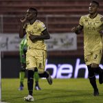 Jader Obrian del Rionegro celebra después de anotar el primer gol de su equipo al Cucuta durante partido por la fecha 18 entre Rionegro Águilas y Cúcuta Deportivo como parte de la Liga BetPlay DIMAYOR I 2020 jugado en el estadio Alberto Grisales de la ciudad del Rionegro. Foto VizzorImage / Juan Augusto Cardona / Cont