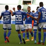 Emerson Rodriguez de Millonarios celebra después de anotar el primer gol de su equipo durante el partido entre Millonarios y Envigado F.C. por la fecha 1 de la Liga BetPlay DIMAYOR I 2021 jugado en el estadio Palogrande de la ciudad de Manizales. Por VizzorImage / John Jairo Bonilla / Contribuidor