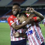 Teofilo Gutierrez del Atlético Junior celebra después de anotar el primer gol de su equipo durante el partido entre Atlético Junior y Deportivo Independiente Medellín por la fecha 1 de la Liga BetPlay DIMAYOR I 2021 jugado en el estadio Metropolitano Roberto Meléndez de la ciudad de Barranquilla Foto VizzorImage / Jesus Rico / Contribuidor