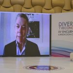 El expresidente Juan Manuel Santos interviene en el XV Encuentro de la Jurisdicción Constitucional en Pereira,