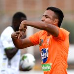 Iván Rojas de Envigado F. C., celebra el gol anotado a Atlético Bucaramanga durante partido entre Envigado F. C. y Atlético Bucaramanga de la fecha 8 por la Liga BetPlay DIMAYOR I 2021, en el estadio Polideportivo Sur de Envigado Foto VizzorImage / Luis Benavides / Cont.