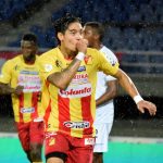 Brayan Castrillón de Deportivo Pereira celebra el gol anotado a Once Caldas, durante partido de la fecha 10 entre Deportivo Pereira y Once Caldas por la Liga BetPlay DIMAYOR I 2021, jugado en el estadio Hernán Ramírez Villegas de la ciudad de Pereira Foto VizzorImage / Pablo Bohórquez / Cont.