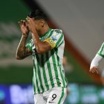Jefferson Duque del Atlético Nacional celebra después de anotar el gol de su equipo durante partido por la fecha 14 entre Atlético Nacional y Jaguares de Córdoba como parte de la Liga BetPlay DIMAYOR 2021 jugado en el estadio  Atanasio Girardot de Medellín. Foto VizzorImage / Luis Benavides / Contribuidor