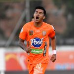 Yeison Guzmán de Envigado F. C. celebra el gol anotado a Patriotas Boyacá F. C. durante partido entre Envigado F. C. y Patriotas Boyacá F. C. de la fecha 16 por la Liga BetPlay DIMAYOR I 2021, en el estadio Polideportivo Sur de Envigado Foto VizzorImage / Luis Benavides / Cont.