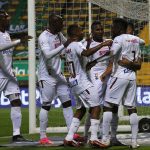 Andrey Estupinan del Deportes Tolima  celebra después de anotar  el gol de su equipo durante partido por la semifinal  entre La Equidad y el Depotes Tolima como parte de la Liga BetPlay DIMAYOR 2021 jugado en el estadio  Metropolitano de Techo de la ciudad de Bogotá Foto: VizzorImage / Felipe Caicedo / Staff