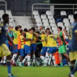 Jugadores de Brasil festejan tras ganar a Colombia en Copa América. Estadio Nilton Santos, Río de Janeiro, Brasil. 23 de junio de 2021
REUTERS/Ricardo Moraes