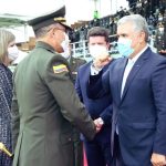 Director de la policia, el Mindefensa y el Presidente Duque