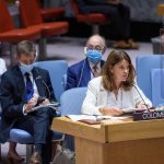 Marta Lucía Ramírez, Vicepresidenta y Ministra de Relaciones Exteriores de la República de Colombia, se dirige a la reunión del Consejo de Seguridad sobre la situación en Colombia. El Consejo escucha un Informe del Secretario General sobre la Misión de Verificación de las Naciones Unidas en Colombia.