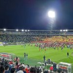 Enfrentamientos entre hinchas de Nacional y santa Fe en el Campín Foto BLURADIO