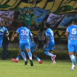 Pablo Rojas de Jaguares de Córdoba F. C. celebra el gol anotado al Atlético Bucaramanga, durante partido entre Atlético Bucaramanga y Jaguares de Córdoba F. C. de la fecha 4 por la Liga BetPlay DIMAYOR II 2021, jugado en el estadio Alfonso López de la ciudad de Bucaramanga. Foto: VizzorImage / Jaime Moreno / Cont.