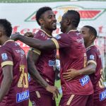 Juan Fernando Caicedo de Deportes Tolima celebra el gol anotado a Deportivo Pereira durante partido entre Deportes Tolima y Deportivo Pereira de la fecha 1 por la Liga BetPlay DIMAYOR II 2021, jugado en el estadio Manuel Murillo Toro de la ciudad de Ibagué.Foto: VizzorImage / Joan Orjuela / Cont