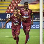 Andrey Estupinan del Deportes Tolima  celebra después de anotar el  gol de su equipo durante partido por la fecha 5 entre Deportes Tolima  y Deportivo Pasto  como parte de la Liga BetPlay DIMAYOR II 2021 jugado en el estadio Manuel Murillo Toro de la ciudad de Ibagué.Foto: VizzorImage / Joan Stiven Orjuela  / Contribuidor