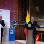 Presidente Iván Duque y Alto Comisionado de las Naciones Unidas para los Refugiados (ACNUR), Filippo Grandi, durante la presentación del Estatuto de Protección para migrantes venezolanos. / Cortesía: Presidencia
