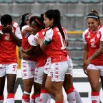 Independiente Santa Fe vs Llaneros F. C. durante partido de la Fase de Grupos de la fecha 10 por la Liga Femenina BetPlay DIMAYOR 2021 jugado en el estadio Nemesio Camacho El Campin en la ciudad de Bogota.Foto: VizzorImage / Luis Ramirez / Staff.