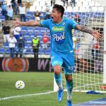 Sebastian Salazar de Jaguares de Córdoba celebra después de anotar el gol de su equipo durante partido por la fecha 11 entre Jaguares de Córdoba  y Millonarios como parte de la Liga BetPlay DIMAYOR II 2021 jugado en el estadio Jaraguay-Municipal de Montería  de la ciudad de Montería. Foto: VizzorImage / Felipe López / VizzorImage /  Contribuidor