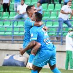 Andres Rentería de Jaguares de Córdoba celebra después de anotar el gol de su equipo durante partido por la fecha 13 entre Jaguares de Córdoba  y Deportivo Pasto como parte de la Liga BetPlay DIMAYOR II 2021 jugado en el estadio Jaraguay-Municipal de Montería  de la ciudad de Montería. Foto: VizzorImage / Felipe López / Contribuidor