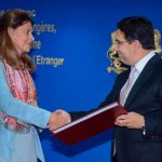 La Vicepresidente y Canciller Marta Lucía Ramírez con el Canciller marroquí, Nasser Bourita