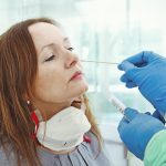 Medic taking sample for coronavirus testing
