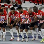 Miguel Borja del Junior celebra después de anotar el primer gol de su equipo durante partido entre Atlético Junior y Patriotas Boyacá por la fecha 1 como parte de la Liga BetPlay DIMAYOR I 2022 jugado en el estadio Metropolitano Roberto Melendez de la ciudad de Barranquilla. Foto: VizzorImage / Jairo Cassiani / Cont
