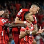 Carlos Sierra del América celebra después de anotar el primer gol de su equipo durante partido entre América de Cali y Atlético Bucaramanga por la fecha 3 como parte de la Liga BetPlay DIMAYOR I 2022 jugado en el estadio Pascual Guerrero de la ciudad de Cali. Foto: VizzorImage / Gabriel Aponte / Staff