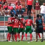 Luis Carlos Ruiz de Cortuluá celebra su gol contra el América de Cali .Cortuluá y América de  Cali durante partido por la fecha 4 entre Cortuluá y América de  Cali como parte de la Liga BetPlay DIMAYOR I 2022 jugado en el estadio Doce de Octubre de la ciudad de Tuluá. Foto: VizzorImage /Samir Rojas / Contribuidor
