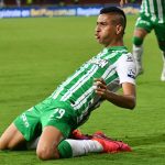 Ruyery Blanco de Nacional celebra después de anotar el primer gol de su equipo partido entre Atlético Nacional y Unión Magdalena por la fecha 8 de la Liga BetPlay DIMAYOR I 2022 jugado en el estadio Atanasio Girardot de la ciudad de Medellín. Foto: VizzorImage / Luis Benavides / Cont