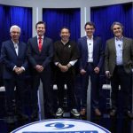 Candidatos de la Coalición Centro Esperanza, Jorge Enrique Robledo, Juan Manuel Galán, Carlos Amaya, Alejandro Gaviria y Sergio Fajardo en Conversaciones de País