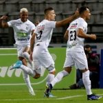 Mender Garcia del Once Caldas celebra su gol contra el Deportivo Pasto . Once Caldas y el Deportivo Pasto durante partido por la fecha 8 como parte de la Liga BetPlay DIMAYOR I 2022 jugado en el estadio Palogrande de la ciudad de Manizales. Foto: VizzorImage /John Jairo Bonilla / Contribuidor