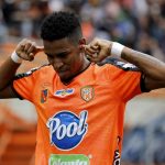 José Barragán de Envigado F. C., celebra el gol anotado a Jaguares de Cordoba F. C.  durante partido entre Envigado F. C. y Jaguares de Cordoba F. C.  de la fecha 9 por la Liga BetPlay DIMAYOR I 2022, en el estadio Polideportivo Sur de la ciudad de Envigado. Foto: VizzorImage / Juan A. Cardona/ Cont.