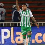 Jarlan Barrera del Atlético Nacional celebra su gol contra Jaguares de Córdoba durante partido por la fecha 11 entre Atlético Nacional y Jaguares de Córdoba como parte de la Liga BetPlay DIMAYOR I 2022 jugado en el estadio Atanasio Girardot de Medellín. Foto: VizzorImage / Luis Benavides / Cont